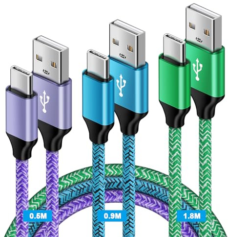 USB A auf C Handy Ladekabel, [0.5M+0.9M+1.8M] Typ C Kabel Schnellladekabel | USB C Kabel für Samsung Galaxy S26/S25/S24/S23 FE/S22/S21/A12/A13/A14/A15/A16/A17/A34/A35/A57/A56/A55/A54 5G/A53/A52, Huawei