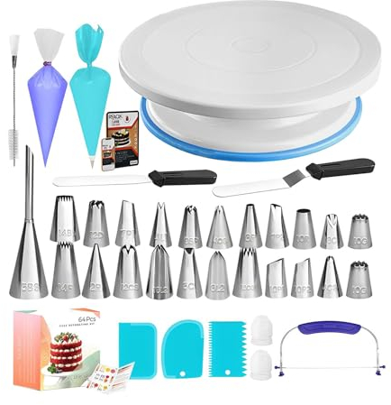 Cake Decorating Kit, Cake Turntable Cake Decorating Supplies - Baking Supplies Frosting Pastry Tools, Icing Piping Tips, Reusable Bags for Professional Dessert