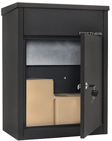 Rottner Nathan 500 Paketbriefkasten aus verzinktem pulverbeschichtetem Stahl, Zylinderschloss, 2 Schlüssel, Tropfnase, großes Fassungsvermögen, inklusive Befestigungsmaterial