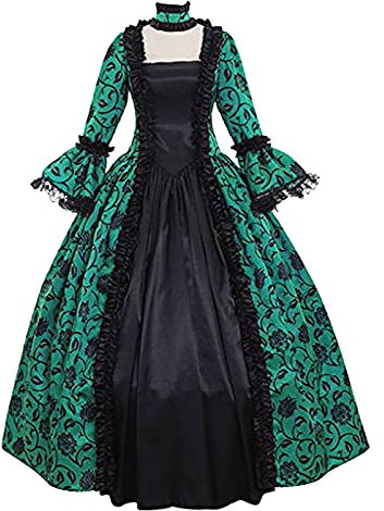 Spaghetti Strap Dress Renaissance Dress Women Medieval Halloween Costumes Gothic Court Gowns Maxi Dress Regency Vintage Party Prom Cocktail Dress Retro Princess Victorian Corset Dress Green