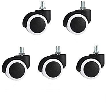 Flechae 5 Pcs/Lot 10mm/11mm 2 Inch Circlip/Screw Pu Office Chair Caster Large Class Universal Wheel Silent(Screw-White-10mm)