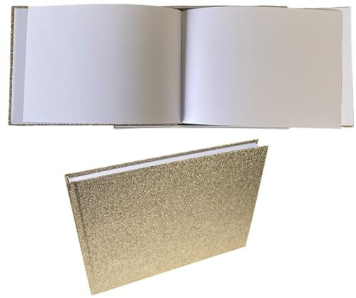 Glitter Guest Book, 80 Blank Pages 160 Sides Wedding Guestbook, Silver, Rose Gold, Champagne, Scrapbook - Boxed Case. Guest to Sign, Baby Shower, Birthday Christening, Funderal, Autograph (Champagne)