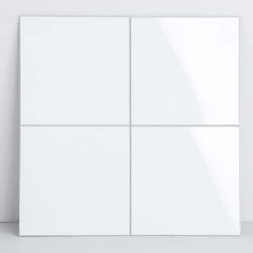 WalDecoo Wandfliesen für Küche, zum Abziehen und Aufkleben, Marmorrückwand, quadratisches Design mit Marmoroptik, 22,9 x 22,9 cm, Weiße, zum Aufkleben auf Fliesen für die Küche (5 Blatt).