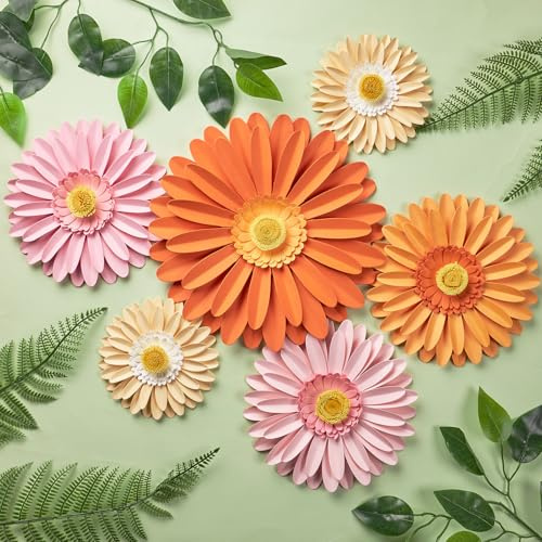 EASY JOY 6 Stück 3D Gänseblümchen Wanddeko,Papier Blumen Deko,Künstliche Blumen für Muttertag,Wohnzimmer Wanddekoration,Schlafzimmer,Innen Frühling Deko,Kinderzimmer Deko