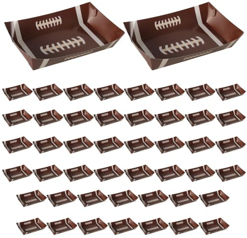 DONGKER Fußball Popcorn Tablett, 48 Stück Einweg-Papierteller mit Fußball- und Rugby-Motiv, Fußball Papiertabletts Snack Serviertablett für Fussball Deko Geburtstag