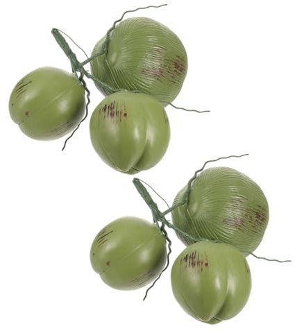 MAGICLULU Künstliche Kokosnüsse Aus Kunststoff Simulation Tropische Partydekoration 2 Bündel Realistische Requisiten Für Tisch Und Szenen