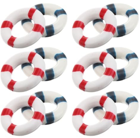 Didiseaon 12pcs Miniature Nautical Life Rings for Coastal Decor Swim Buoy Decorations for Home Garden