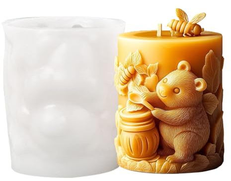 JS MOLD Bär Silikonform Tier Kerzenform 3D Bär Kerzen-Gießform Kerzenform Silikon,Kerzenformen zum Gießen,Bär Silikon Formen für Seife, Gips, Sojawachs Kerzen, Epoxidharz Handwerk (ZL-943)