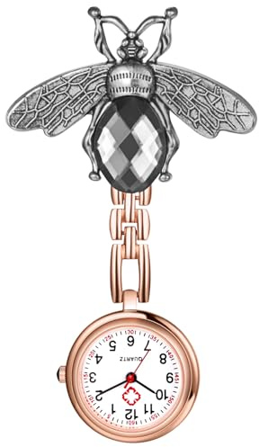 Avaner Krankenschwesteruhr mit Clip Cartoon Bienen: Taschenuhr mit Brosche Schwesteruhr Kitteluhr FOB Uhr Pflegeruhr Anlog Quarzuhr für Arzt Doktor Krankenschwester Medical