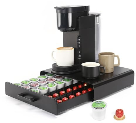 SYSYLY Soporte para cápsulas compatible con Nespreso Originalline, Cajón para almacenar cápsulas,Dispensador para máquina de café con organizador,Guarda capsules cafe, Negro.