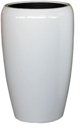 Moderne & Hochwertige Pflanzvase / Pflanzkübel – Fiberglas - Mit Einsatz – Indoor & Outdoor – Wetterbeständig & Frostsicher – Blumenkübel / Pflanzgefäß / Vase / Kübel (Glänzend Weiß, Höhe: 50cm)
