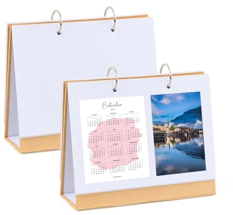 Blanko Tischkalender,2 Stücke Diy Kraftpapier Tischkalenders,Bastelkalender,Diy Memo Papier Zeitplaner,Tischplaner Für Zuhause Büro (Gelb)