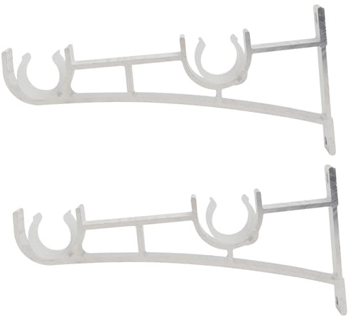 HYTROVE Soporte Doble 2piezas de Aleación de Aluminio Barra Cortina Blanco | Soporte para Barra de Cortina Doble, Apertura Semicircular y Placa Fija, Instalación Sencilla