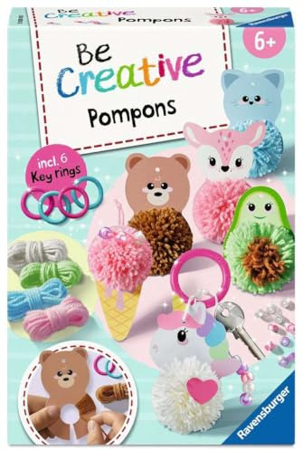 Ravensburger BeCreative Pompons Kawaii - Bastelset ab 4 Jahre | Pompons basteln, Geschenk für Mädchen und Jungen