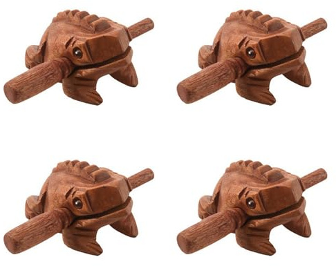 GNURBDILFO 4X Carved Croaking Wood Percussion Musical Sound Wood Frog Tone Block Toys