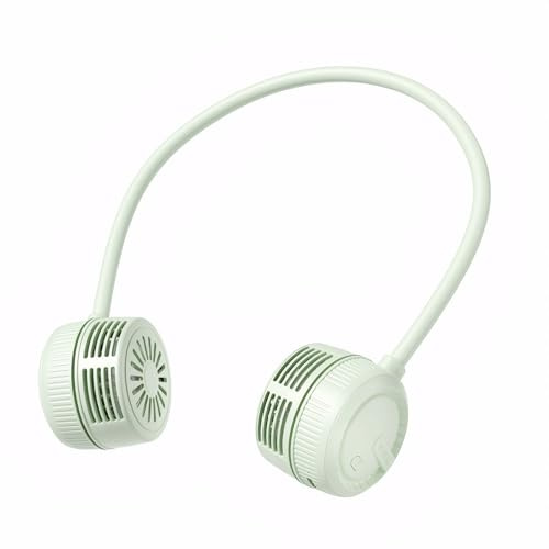 ThreeH Ventilador de cuello portátil portátil con rotación flexible de 360°, 3 velocidades de viento, recargable por USB, ideal para deportes al aire libre, estudio y relajación, color verde