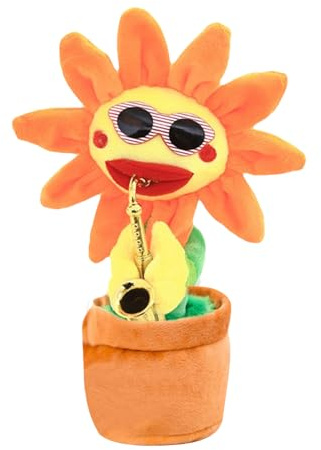 Glänzendes Gesprächs-Sonnenblumenspielzeug - Dancing Plush 18 Monate +, Music Music Plush, Gesangsaktivität, Partygeschenk | Weiches Kissen, 200 Kinder Melodien, Zeit