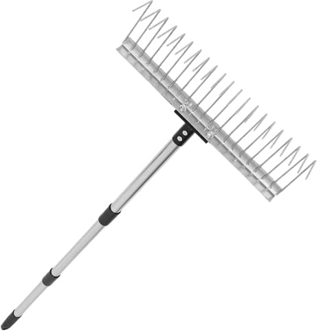 DIYEAH Râteau de Jardin à Main pour Scarification de Pelouse Ramassage de Nivellement de Sol Conception Réglable et Démontable pour Rangement Facile