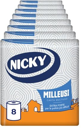 Nicky Milleusi Forte, 8 Rotoli di Carta Multiuso a 3 Veli