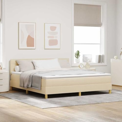 INLIFE Lit boxspring avec Matelas Crème 180 x 200 cm Tissu