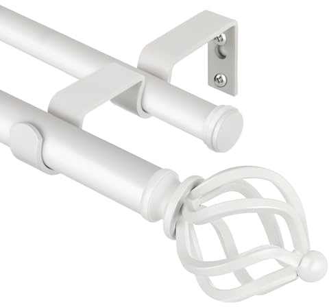 KAMANINA Gardinenstange 2 Läufig 167-304 cm, Ø 22 mm Vorhangstange Weiß