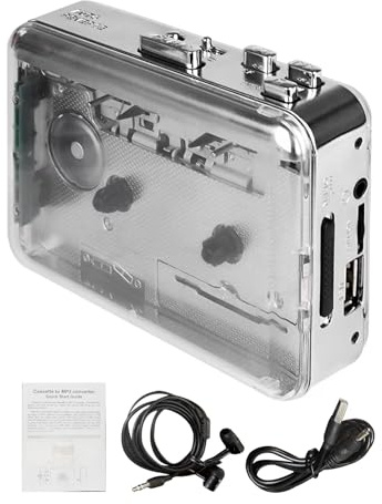 Leftwei Reproductor de Casete Estéreo, Convertidor de Cinta Transparente a MP3, Dispositivo de Retro Compacto con Altavoz Incorporado y Conectividad USB, Ideal para Digitalización de Doble Canal