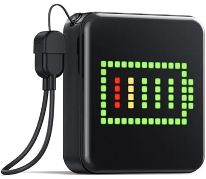 ORICO PixCharge Power Bank Pixel LED, 5000mAh con USB C Cavo, Nero