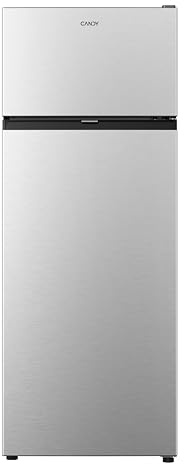CANDY Frigorífico de Dos Puertas 206L Inox - CNDQ2S514EX | Libre instalación, diseño compacto, 39 dB, temperatura ajustable, puerta reversible, asa integrada, CNDQ2S514EX
