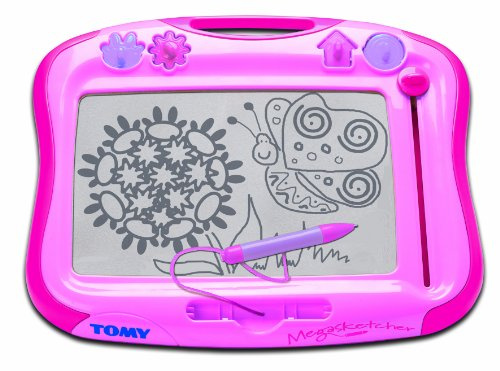 Megasketcher Tomy Magnettafel für Kinder, Magnet Maltafel, rosa, hochwertiges Kinderspielzeug, Zaubertafel, bunt, ohne Wabenstruktur, fördert die Kreativität, ab 3 Jahre, Rose