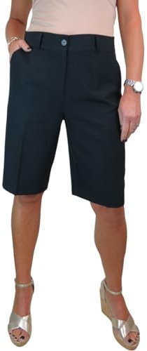 Ladies Smart Tailored Knee Length Bermuda Shorts Black 8-22 (16)