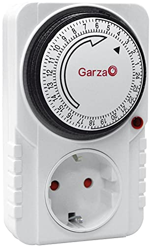 Garza 400600 Timer analogico programmabile 24 Ore per Uso Interno, Bianco, Medidas: 7.4 x 4 x 11.5 centímetros