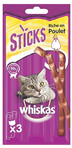 Whiskas Snack per Gatto, Sticks al Pollo, 84 pezzi in Totale ( 28 Confezioni da 18g l'una )