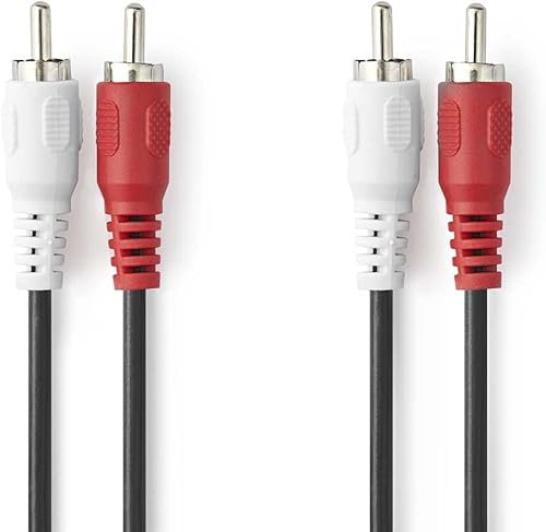 CABLEPELADO Câble Audio RCA Double 2 x Mâles | Pour Blu-Ray, Home Cinéma, Caisson de Basses, Équipements HiFi, HDTV, Stéréo | 5 Mètres