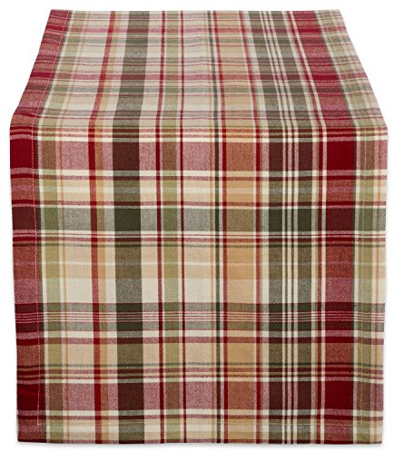 DII Ropa de Mesa de otoño y Acción de Gracias, algodón, a Cuadros, Camino de Mesa de 14 x 108 Pulgadas