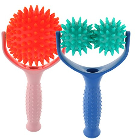 2X Massage-Roller Massageball mit Griff Körper Muskel Entspannen Massagegerät Selbstmassagerolle