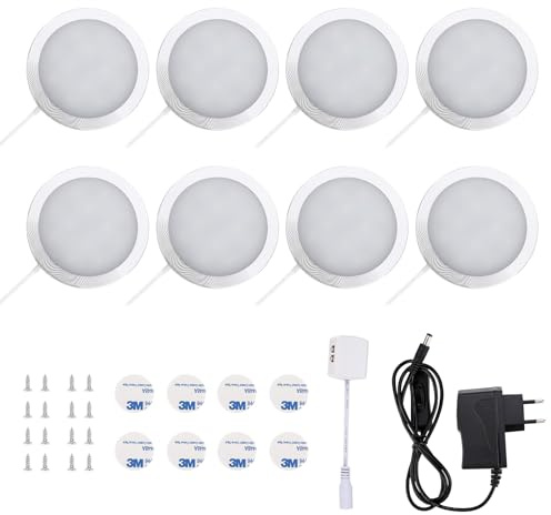Lightess 8Pezzi Lampada per Armadio LED per Armadio Lampada da Lavello per Cucina Luce Notturna per Vetrina Guardaroba Camera da Letto(Bianco Caldo)