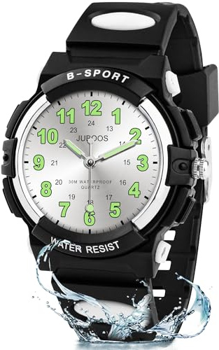 Juboos Kids Analog Watch, Childrens Waterproof Quartz Watch for 5-14 Years Old Boys Girls Time Teaching Sports Outdoor Wirstwatch