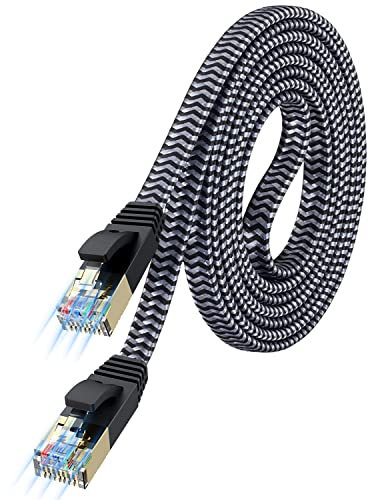 Cat 7 Ethernet Cable 1m, MORELECS Nylon Braided Cat 7 Internet Cable 1m Ethernet Cable RJ45 Network Cable Cat7 LAN Cable for PC Mac Router Laptop