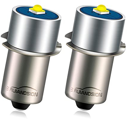 Ruiandsion Lot de 2 ampoules LED P13.5S 3 W 6-30 V 2525 de rechange pour lampe torche DEWALT, lampe de travail, sans polarité