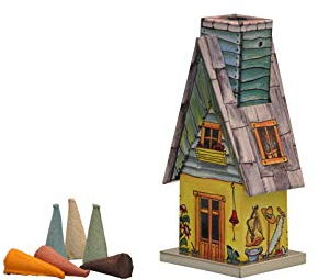 KNOX Räucherhütte aus Metall - Motiv: Gartenhütte - für Räucherkerzen der Größe M