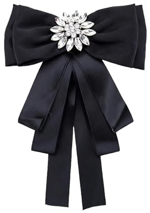 Broche de lazo de cristal de diamantes de imitación, Upstore, negro, broche, collar, joyería, corbata, camisa, vestido para mujeres y niñas, boda, fiesta, pajarita