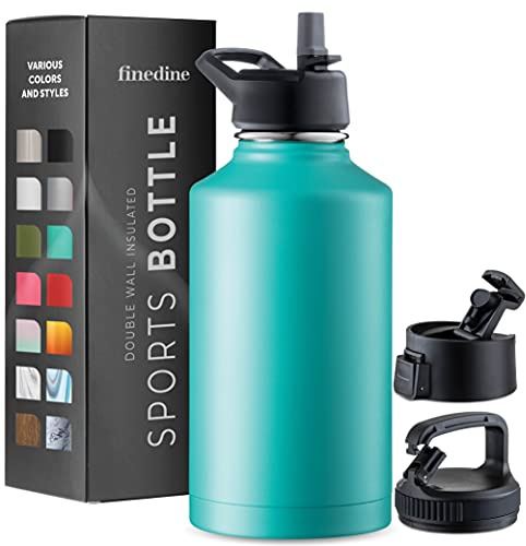 Triple-Insulated Stainless Steel Water Bottle with Straw Lid - Flip-Top Lid - Wide-Mouth Cap (64 oz) Insulated Water Bottles, Keeps Hot and Cold - Sports Canteen Water Bottle