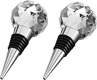 Flaschenverschluss aus Kristall Kristall Weinverschluss Weinstopper Champagner-Stopfen 2 StüCke Wein Stopfen Weinverschlüsse Aus Zinklegierung für die Weinsammlung Wein, Champagner, Glasflaschen
