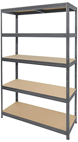 HEMMDAL Schwerlastregal Typ M+ Graphitgrau - 750 kg Tragkraft - HxBxT 180 x 120 x 60 cm - Steckregal mit 5 Böden - 150 kg Fachlast - Made in EU - stabiles Metallregal - Lagerregal - Werkstattregal