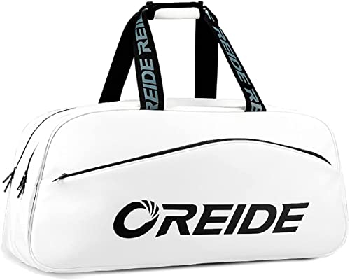 Sport Tent- Unisex Schlägertasche Tragbare Badmintontasche Tennistasche Squashtasche Große Racketbag für Badminton Tennisausrüstung Sport Reisetasche Weiß