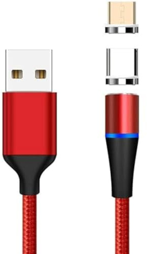 PremiumCord Câble de Chargement Et de Données Magnétique USB-C Et Micro USB, Mâle À Mâle, Vitesse 480 Mbit/s, Couleur : Rouge, Longueur : 1 m