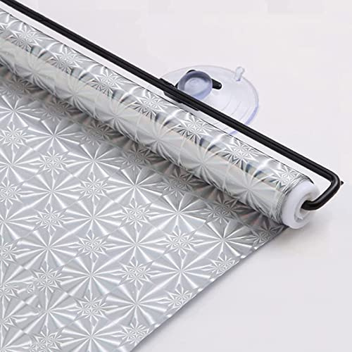 KGUDYS Suction Cup Roller Blinds, Temporary Privacy Blinds, Sunscreen Blackout Blinds, No Drilling Blinds Fix, Suitable for Home, Car, Restaurant, Glass Door Window,Silver-58x125cm/22.8x49.2in