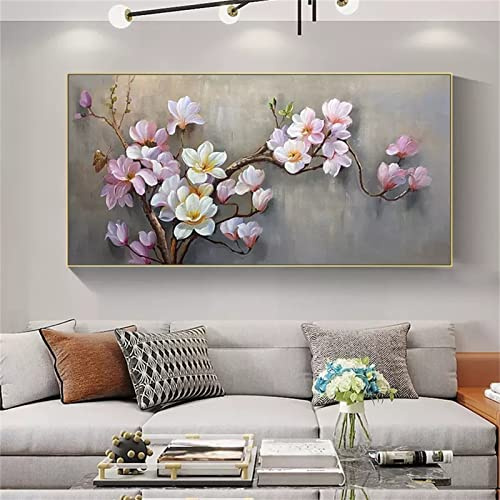 Sarah Duke 5D Diamond Painting XXL Bilder Set Vintage Blume Groß Diamant Malerei Stickerei Magnolie Vollbild Leinwandbilder Malerei Handarbeit für Erwachsene (100x50 cm)
