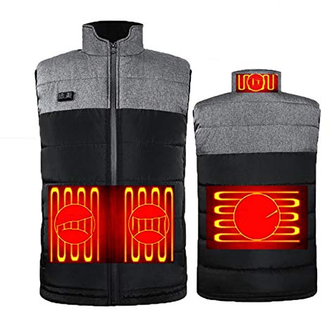 Heizweste Herren Damen Beheizbare Weste Elektrisch Heizweste mit 3 Temperaturstufen Waschbare Heizung Trekking Softshell Jacke Beheizte Weste für Kalte Outdoor-Aktivitäten,Skifahren,Angeln,Jagen