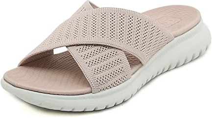 Acfoda Sandalias de Mujer Moda de Verano Zapatillas cómodas con Soporte ortopédico Zapatos Elegantes Informales Suaves y livianos Rosa 38